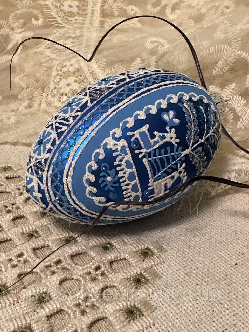 Скляна ялинкова іграшка на ялинку новорічна у формі яйця / Ялинкові прикраси та новорічні іграшки, фото 1