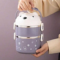 Ланч бокс із нержавіючої сталі на 2 відділення / Ланч-бокс /Контейнер для їжі / Бокс для ланчу