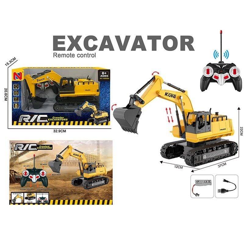 Екскаватор на радіокеруванні  акумулятор: 3.7 V, пульт, гусеничний хід, рухомий ківш, обертова платформа, USB-кабель, фото 1