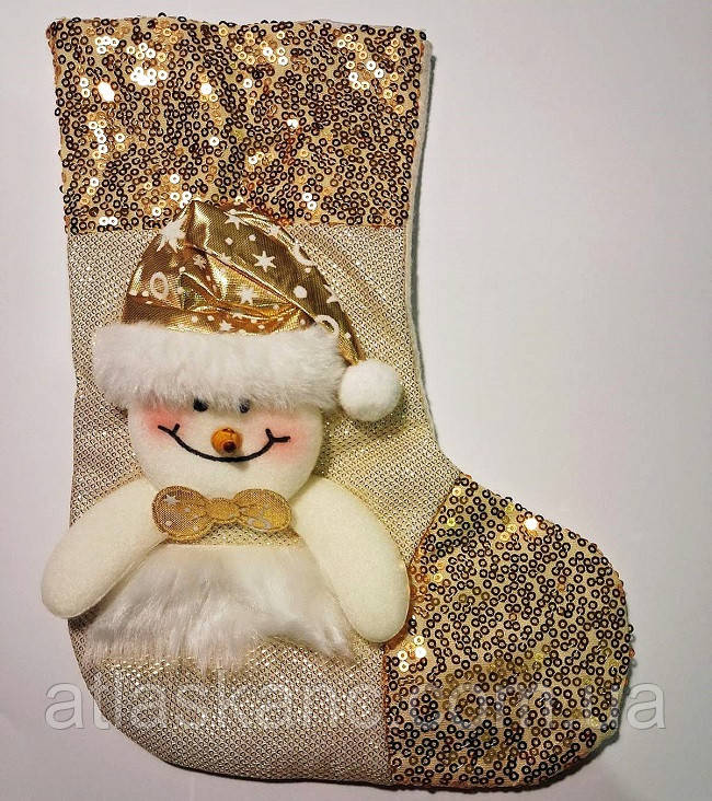 Мішечок для подарунків Чобіт декоративний сніговик 10432, фото 1