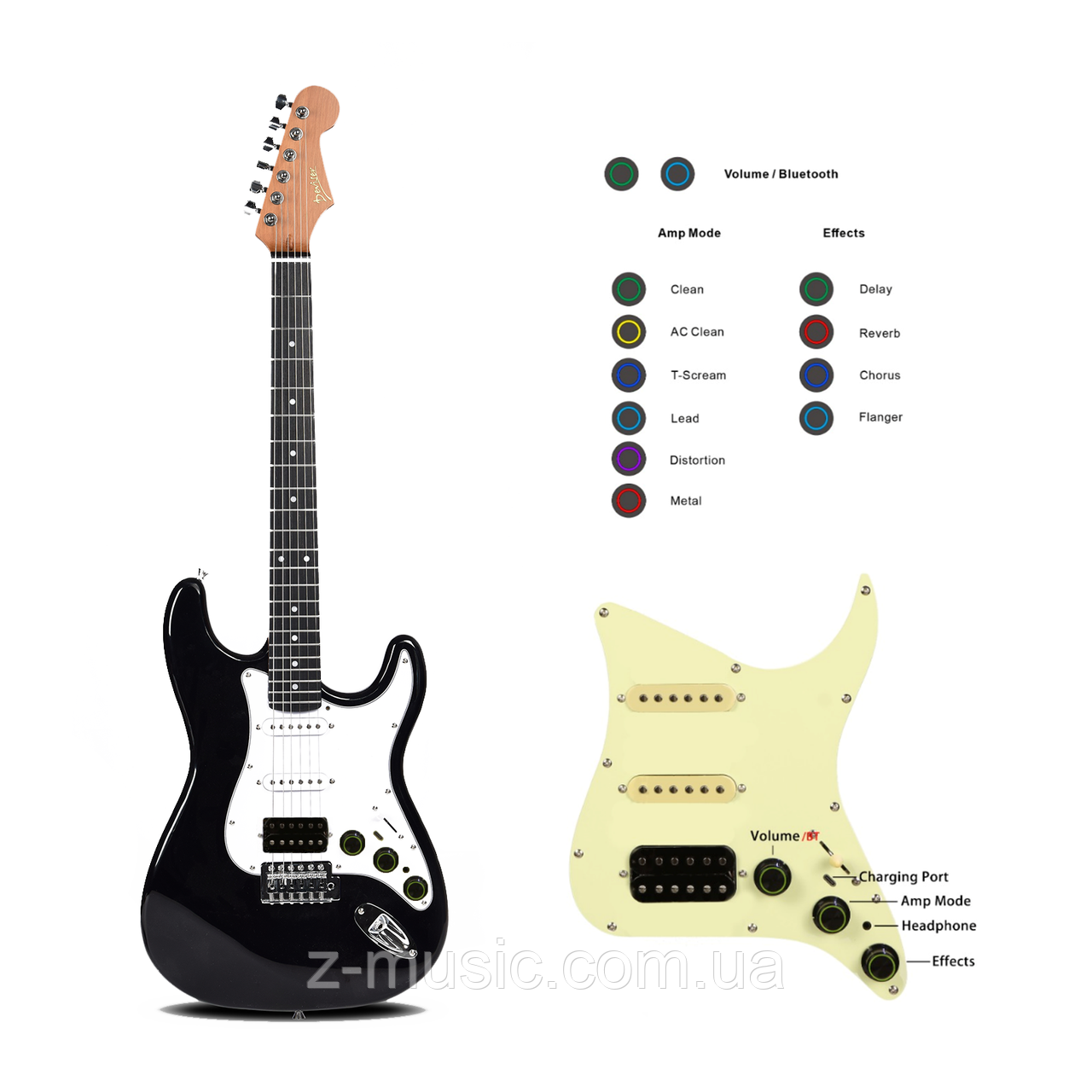 Електрогітара Deviser GE6X BK + кабель, ключі, тремоло, фото 1