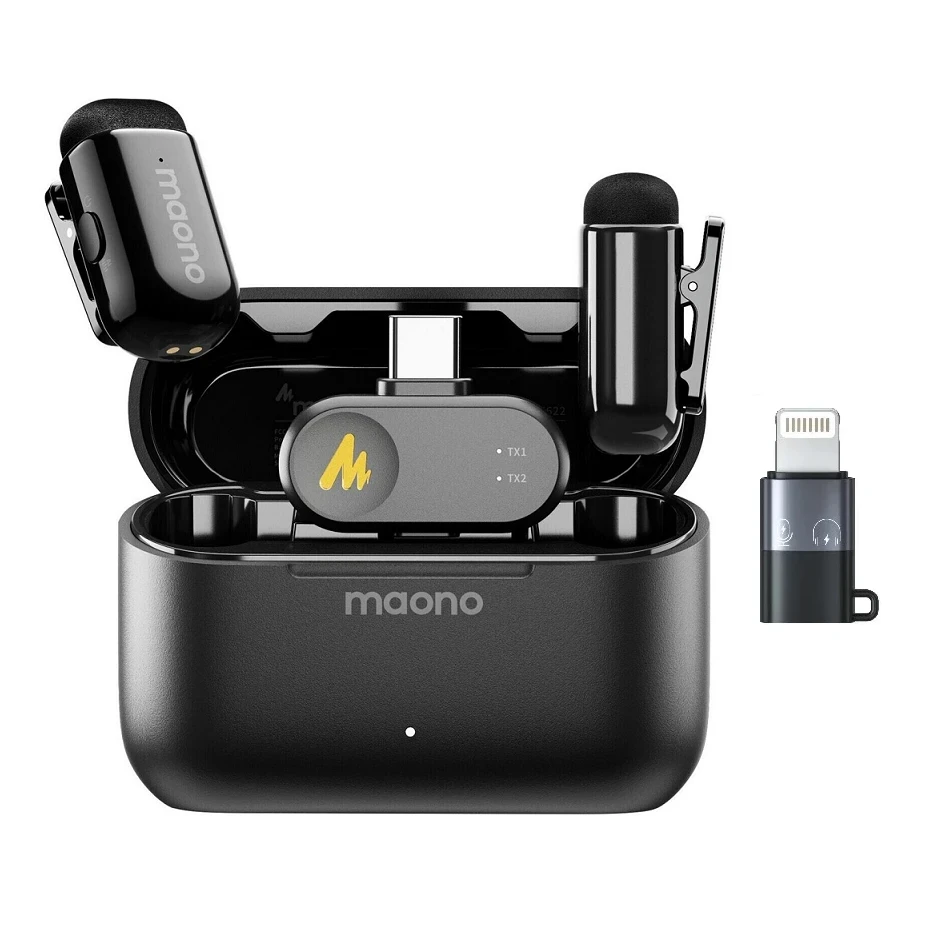 Maono Wave T1 Mini петличний мікрофон Type-C для iPhone та Android + перехідник з Lightning, фото 1