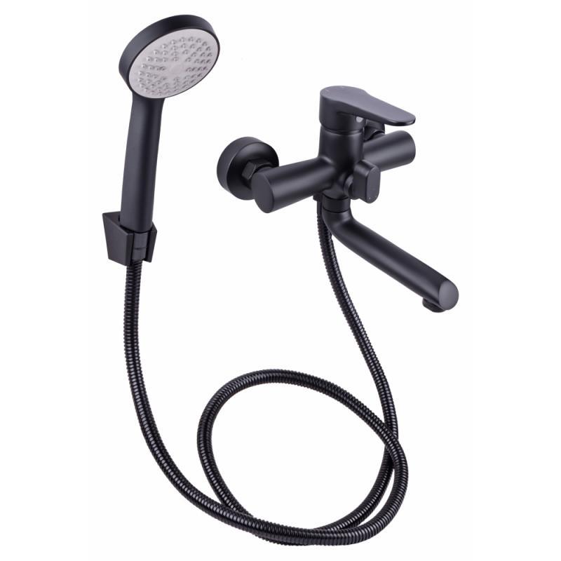 Змішувач для ванни Lidz Nicole 006 з поворотним виливом (з душовим гарнітуром) (k35) LDNIC006BLA35180 Black, фото 1