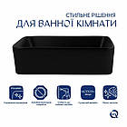 Комплект Qtap Tern: Раковина накладна прямокутна 475х370х140 мм Matt Black + Донний клапан PU03, фото 3