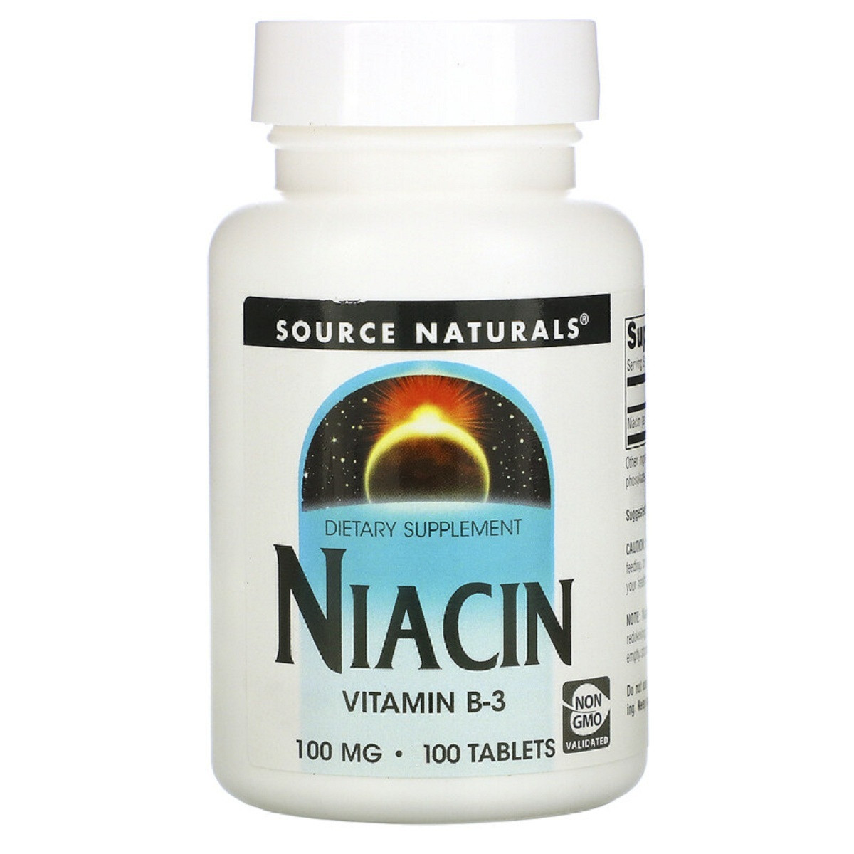 Ніацин, Вітамін В3, 100 мг, Niacin, Source Naturals, 100 таблеток, фото 1