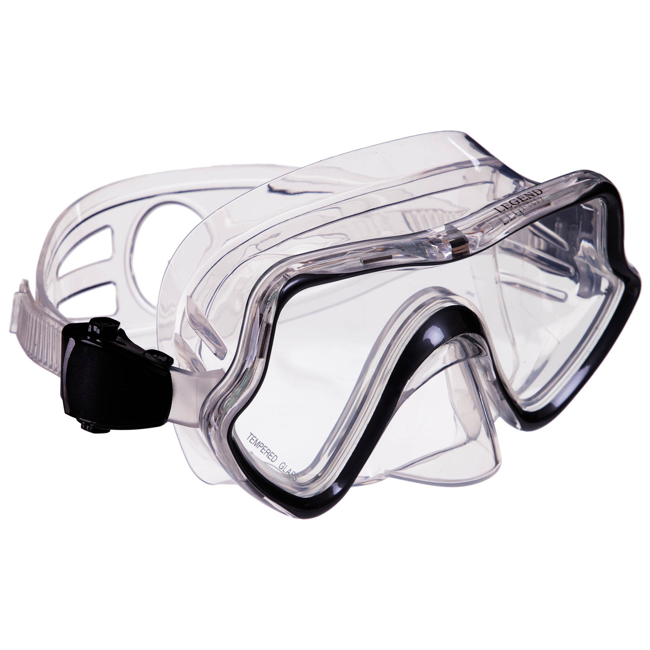Маска для плавання M616 Legend для дорослих термоскло силікон пластик сірий, фото 1