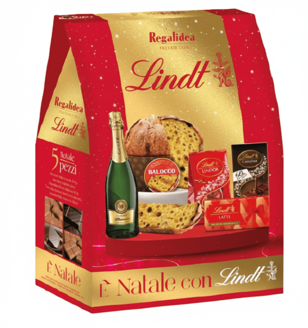 Подарунковий набір Lindt Strenna e' Natale con Panettone 5 компонентів, фото 1