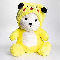 М'яка іграшка-плед, подушка 3 в 1 Ведмедик Тедді в костюмі Пікачу плед в іграшці 40×35×15 (см) дитячий плед іграшка Жовтий 520-2Y