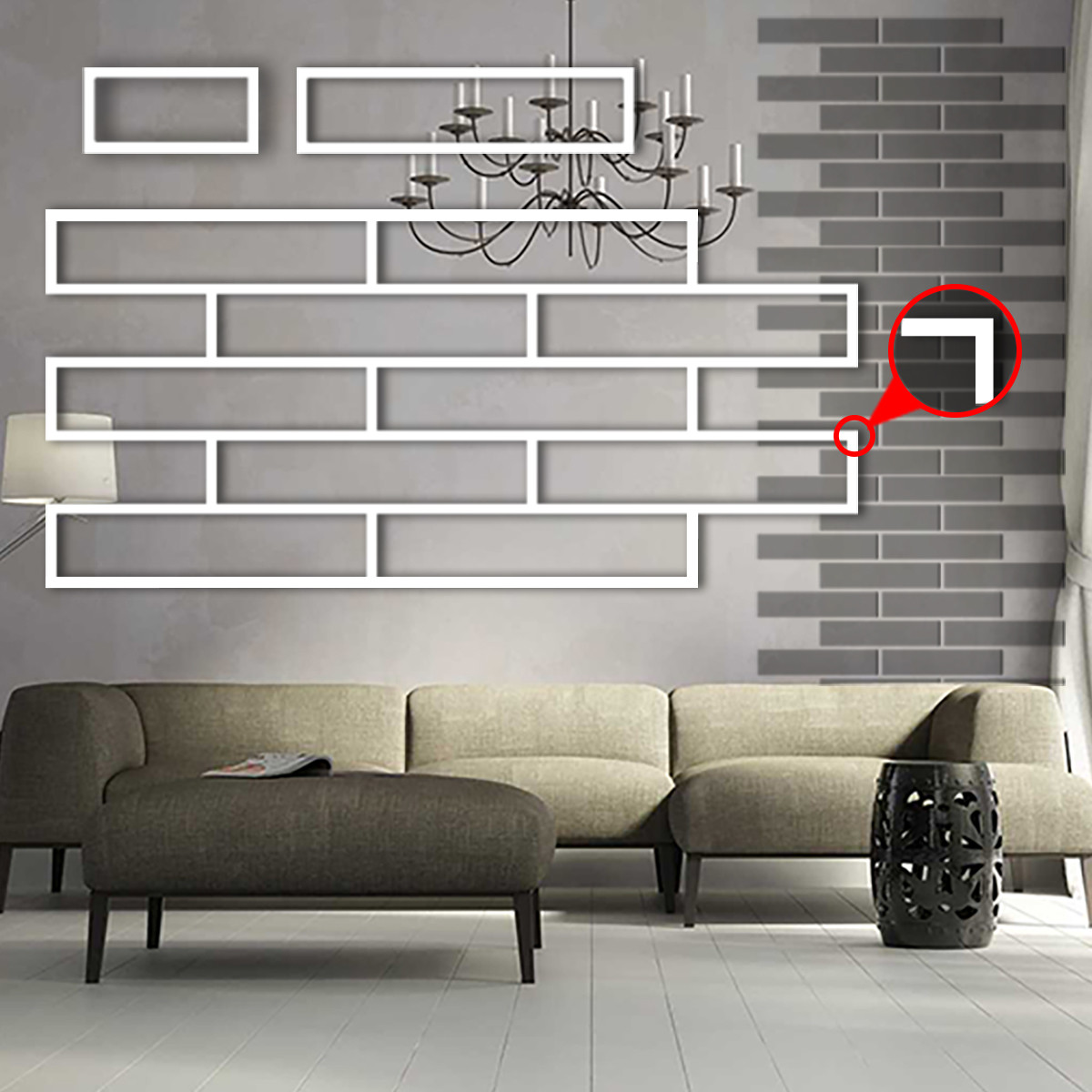 Трафарет для штукатурки декоративний, з імітацією декоративної кладки прямі кути, 10 цеглин, 1 мм (210х1000), фото 1