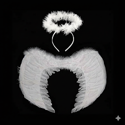 Набор белый Ангел, крылья 60х45 см + нимб