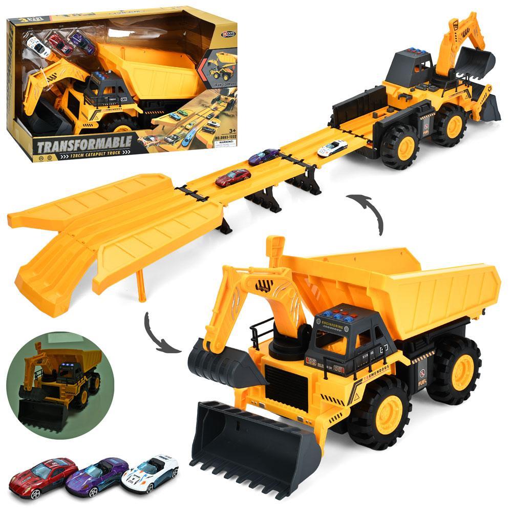 Дитячий ігровий набір будівельної техніки (бульдозер/екскаватор/самоскид/трек з машинками), фото 1