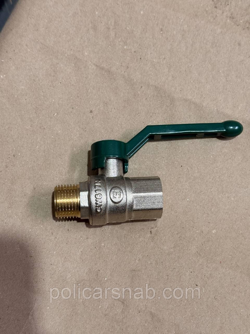 Кран кульовий американка 15 в/з нікельований з ручкою важіль (1/2") затвор PN40 бар, фото 1