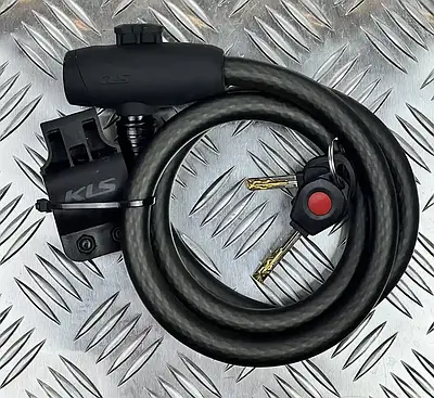 Замок на велосипед велозамок KLS Hardcoil тросиковий 15x1500 мм чорний