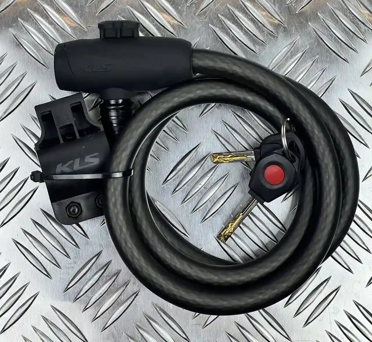 Замок на велосипед велозамок KLS Hardcoil тросиковий 15x1500 мм чорний, фото 1