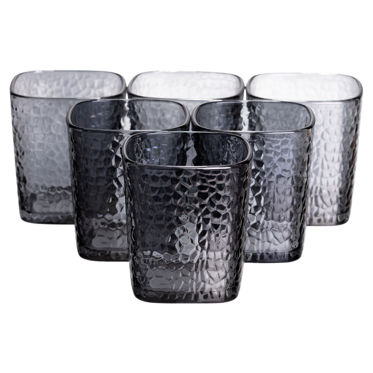 Набір скляних склянок 6 (шт) 250 (мл) для лимонадів, соку, води, коктейлів Сірий HP-19-AY-4, фото 1
