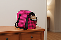 Сумка переноска для котов и собак Мимоза малиновая