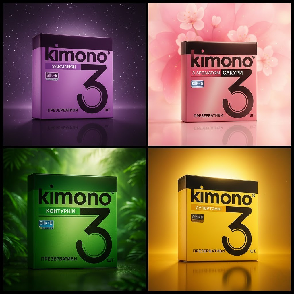 Kimono презервативи мікс 36 шт. (6 видів по 2 пачки), фото 1