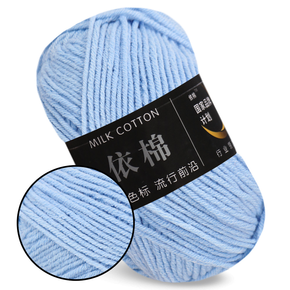 Пряжа Milk Cotton Блакитна No54, бавовна з молочним акрилом для в'язання, фото 1