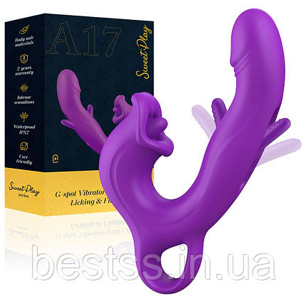 Вібратор - Erospace Sweet Play G-Spot Vibrator With Clitoral Licking & Flapping A17, фото 1