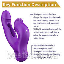 Вібратор - Erospace Sweet Play G-Spot Vibrator With Clitoral Licking & Flapping A17, фото 3