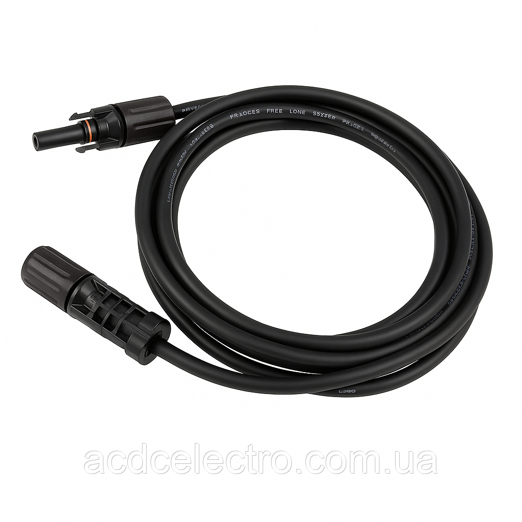 Кабель сполучний halogen free 1х4.0 мм DC1500V , MC4/DC, для сонячних панелей, 2м, фото 1