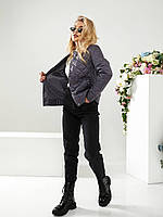 Куртка з ефектом стьобання, арт.310, графіт ( синьо сірий)