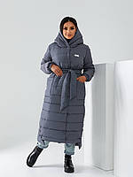 Пуховик арт. А-032 темно сірий