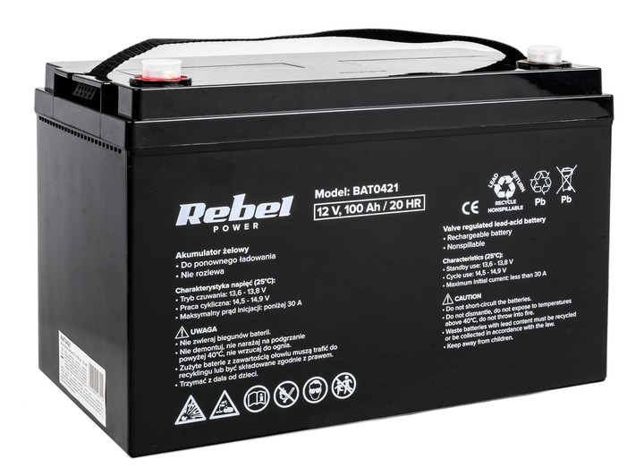 Гелевий акумулятор Rebel 12V 100Ah, фото 1