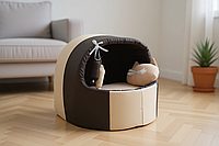 Будка для котів і собак Комфорт літо коричнева №1 360х320х320