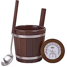 Набір для лазні та сауни №6 шайка, черпак і термогігрометр