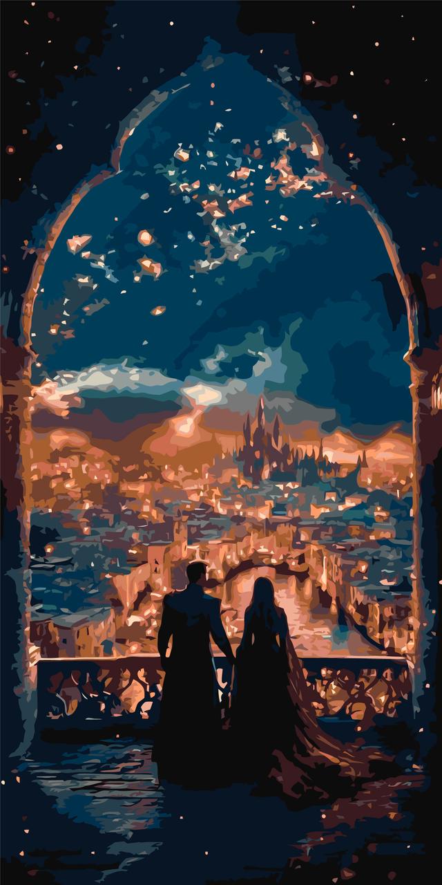 Картина за номерами Пейзаж. Романтика під зоряним небом 40*80 см Орігамі LW 5180, фото 1