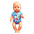 Одяг для ляльки Бебі Бона / Baby Born 40-43 см боді Веселий Ведмедик блакитний 8994, фото 3
