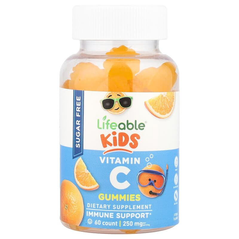 Вiтамiн С для дітей без цукру Lifeable Kids Vitamin C Gummies смак апельсину 60 мармеладок, фото 1