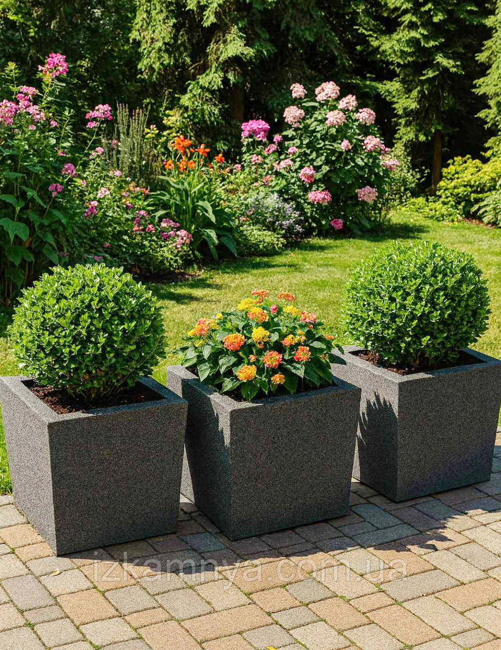 Вазон/кашпо садовий сірий 50х50х50см, фото 1