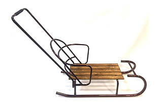 Дитячі санки "Гукур" (бордові) зі знімною спинкою й ручкою штовхачем