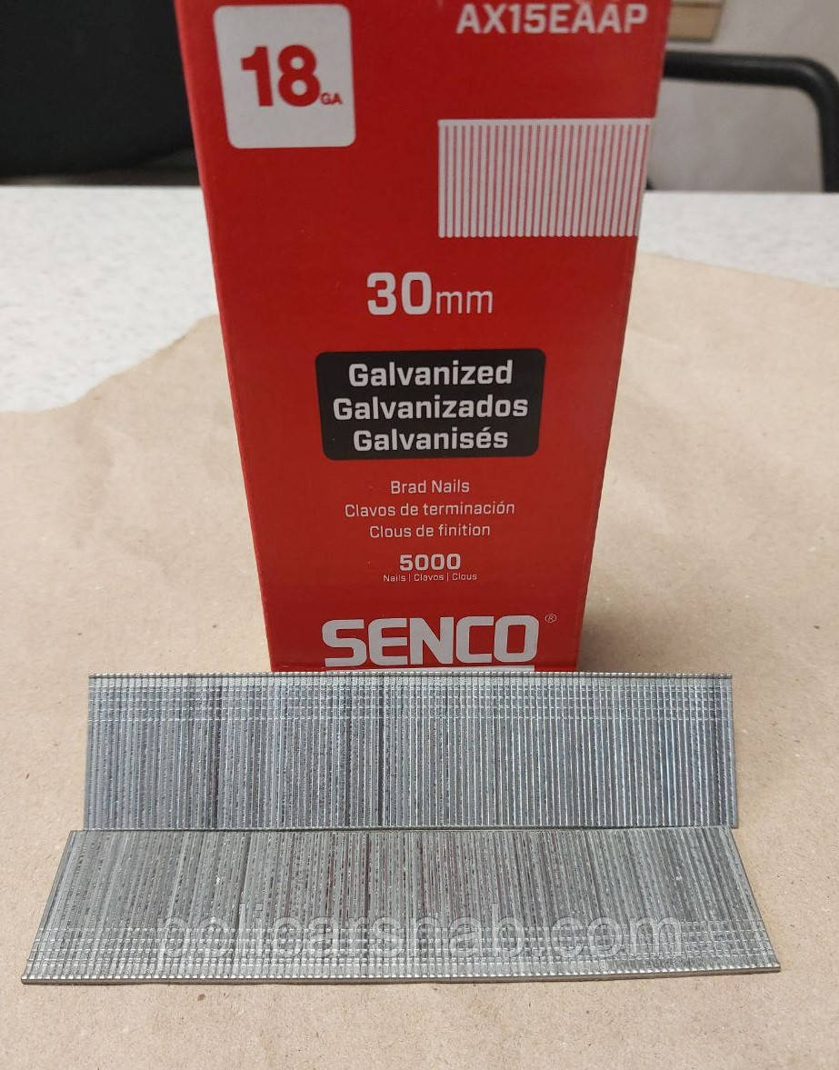 Цвяхи штіфти для цвяхозабивача пневмостеплера 30 мм SENCO АХ планкові фінішні оцинковані, фото 1
