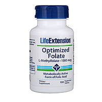 Оптимізований фолат, Optimized Folate, Life Extension 1000 мкг, 100 таблеток