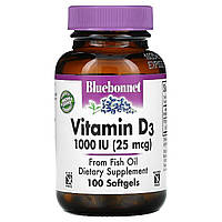 Вiтамiн D3 1000IU, Bluebonnet Nutrition, 100 желатинових капсул