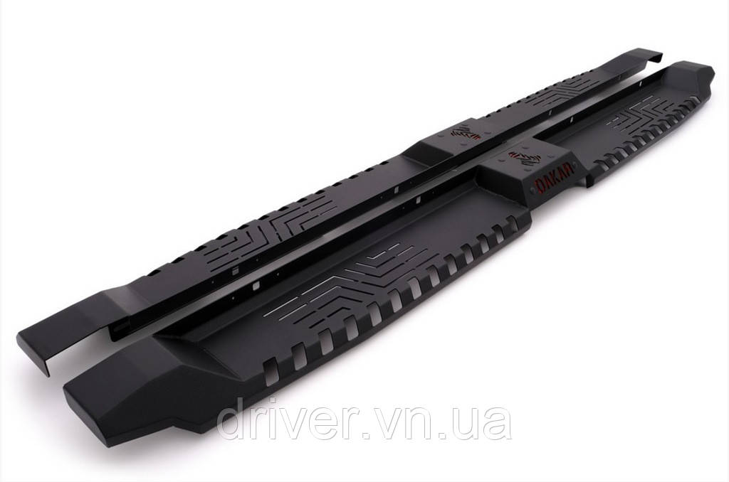 Боковые пороги Dakar V2 без LED (2015-2019, 2 шт, металл) для Mitsubishi L200, фото 1
