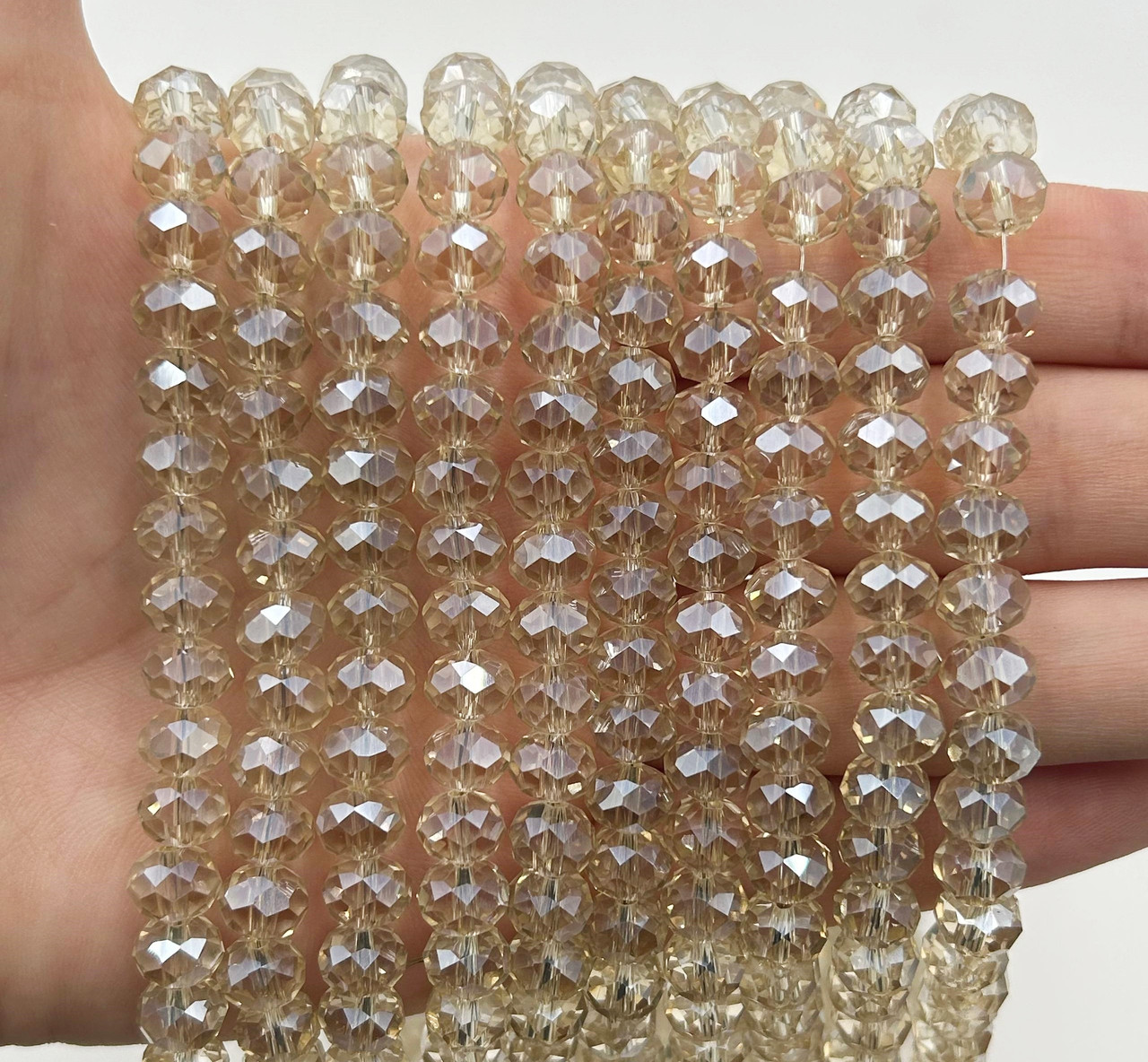 Намистини рондель / 8*6 мм / Кількість: 60-65 шт / Прозорий / Світла карамель №11, фото 1