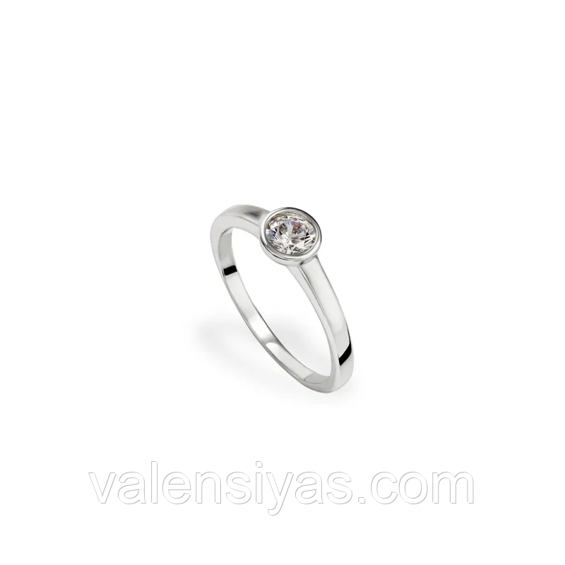 Срібна каблучка на весілля з фіанітом, Розмір 16,0, Вага: 1.8 г