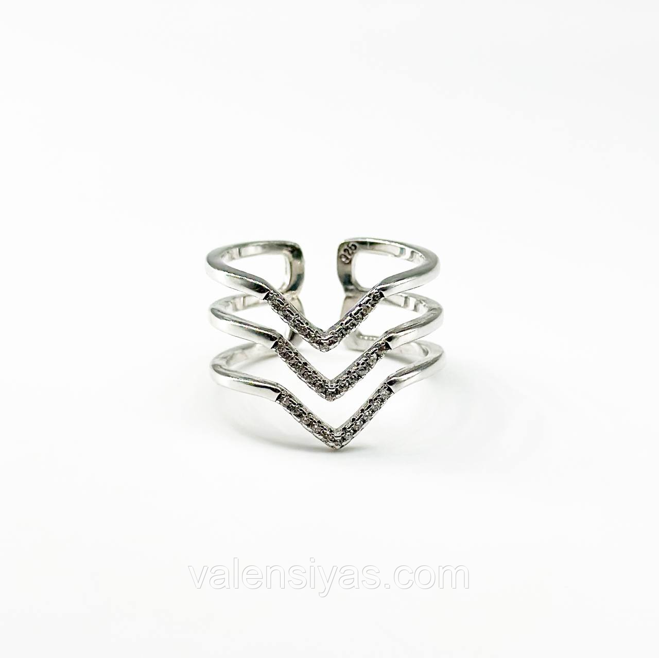 Срібна каблучка геометрія доріжки, Розмір 15,5, Вага: 3.6 г