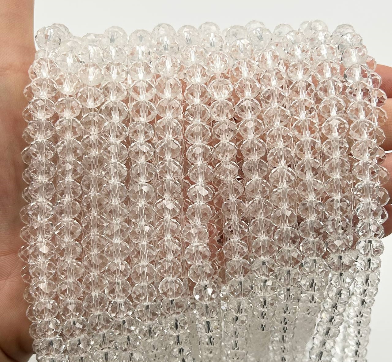 Намистини рондель / 8*6 мм / Кількість: 60-65 шт / Прозорий №7, фото 1