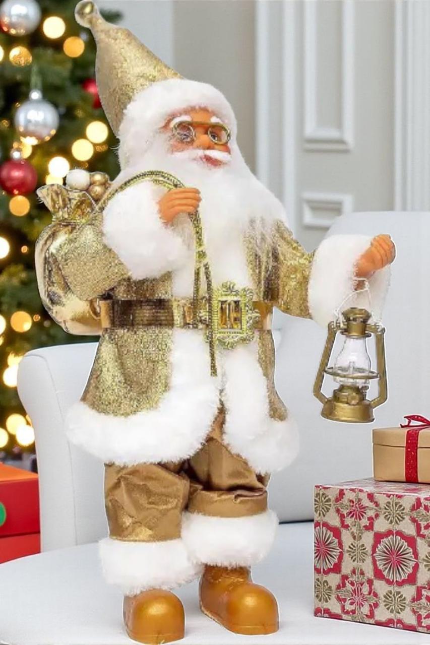 Іграшка Санта Клаус під ялинку великий золотистий, фото 1