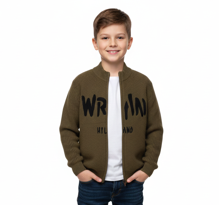 Кофта дитяча для хлопчика, в’язана, коричнева  (753), фото 1