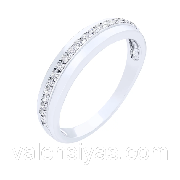 Срібна каблучка з фіанітами, Розмір 16,0, Вага: 2.1 г