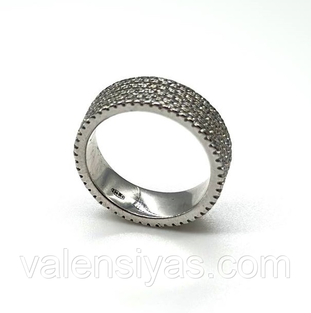 Срібна каблучка в стилі "Tiffany" з фіанітами, Розмір 15,5, Вага: 5.2 г