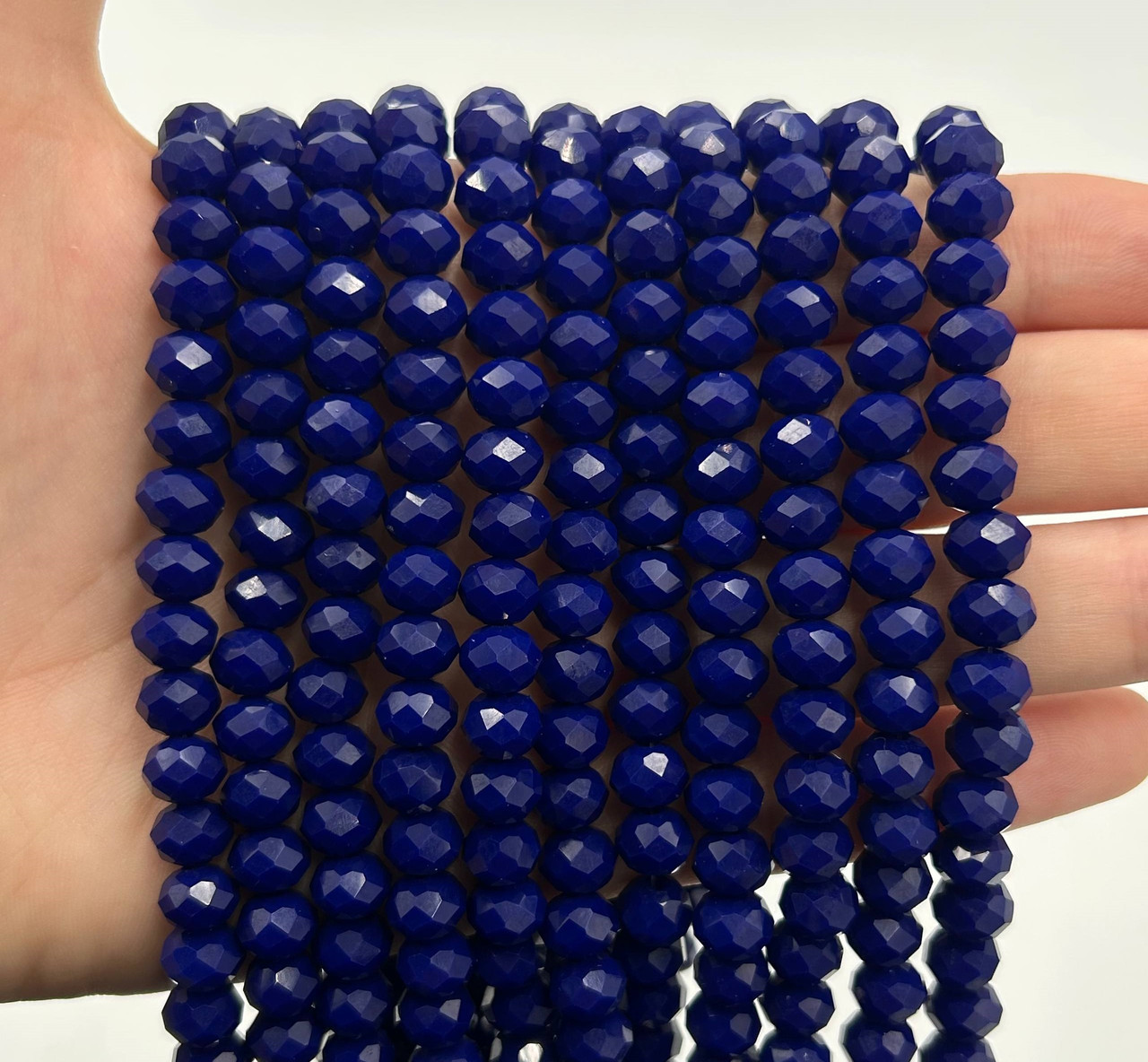 Намистини рондель / 8*6 мм / Кількість: 60-65 шт / Непрозорий / Сапфір №21, фото 1