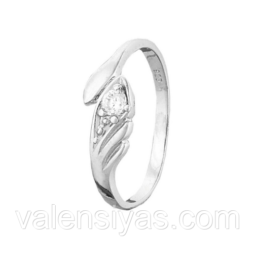 Срібна каблучка з фіанітами, Розмір 15,5, Вага: 1.1 г