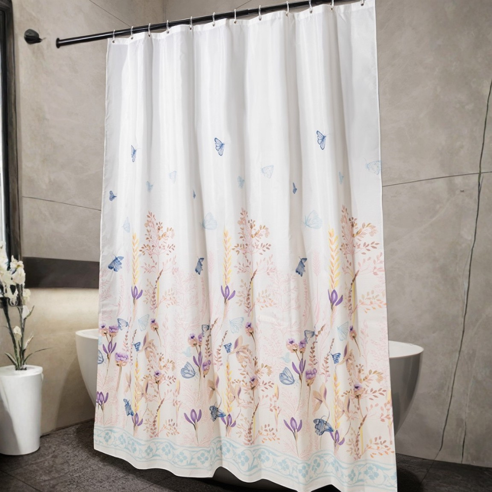 Шторка для ванної та душу з кільцями 180x180 см водостійка, шторка для ванної кімнати з гачками, колір білий, фото 1